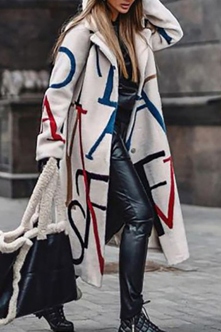 Street elegant Prwt Patchwork Lapel Outerwear