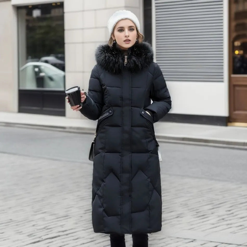 Long padded jacket with hood