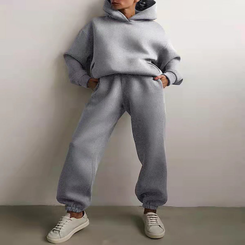 Woman in a hoodie and joggers tracksuit