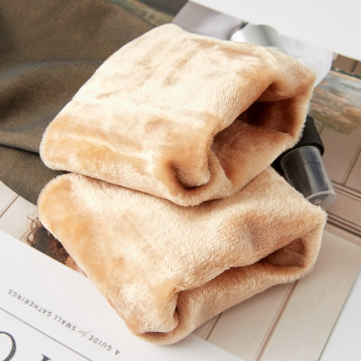 Fleece-lined tights with sheer nude look