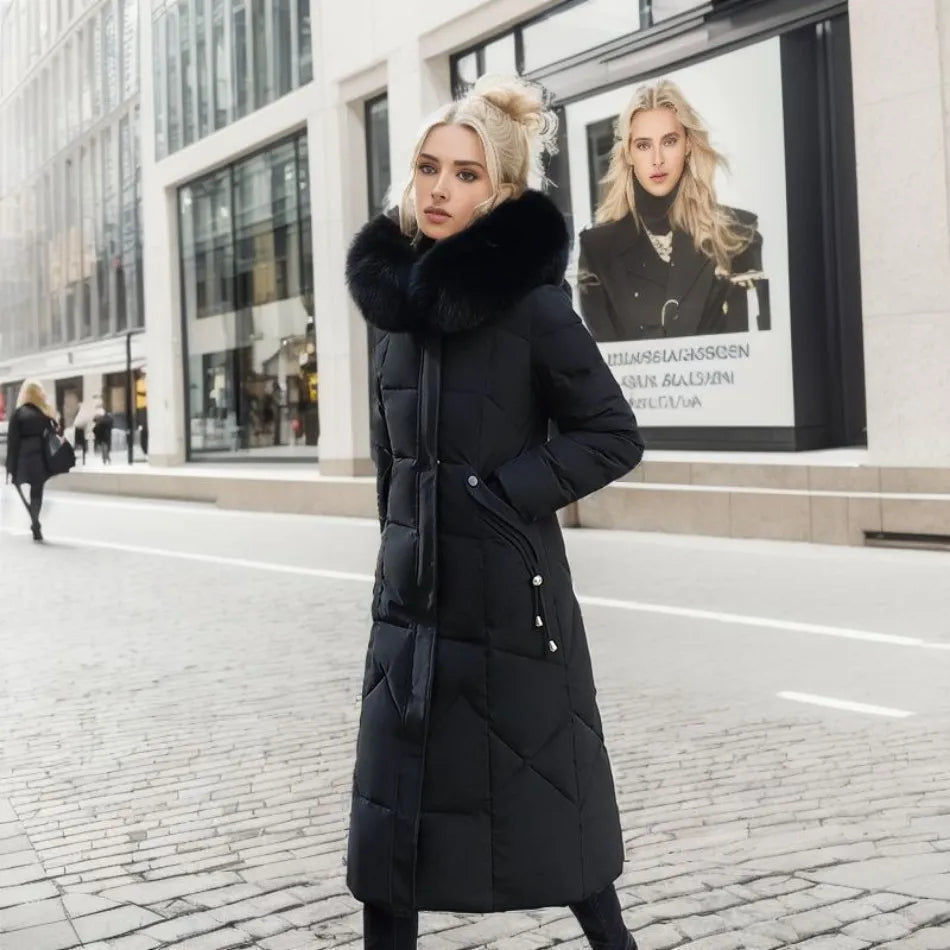 Long padded jacket with hood