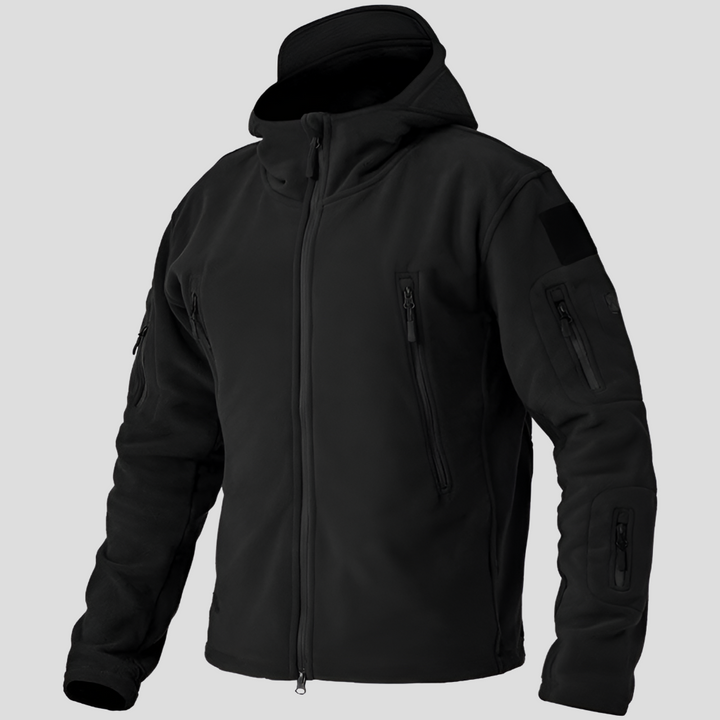 Men's Hooded Fleece Jacket with Multiple Pockets