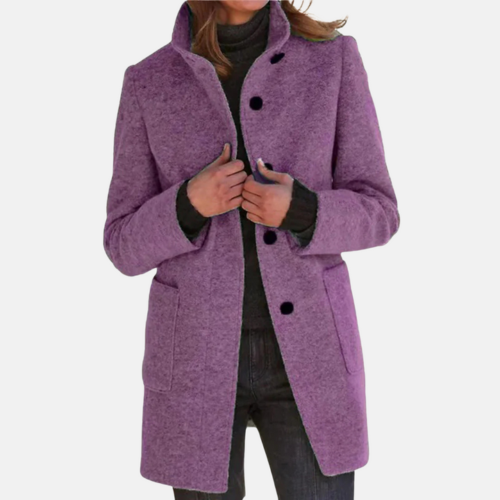 Women's Button-Front Coat with Notch Collar