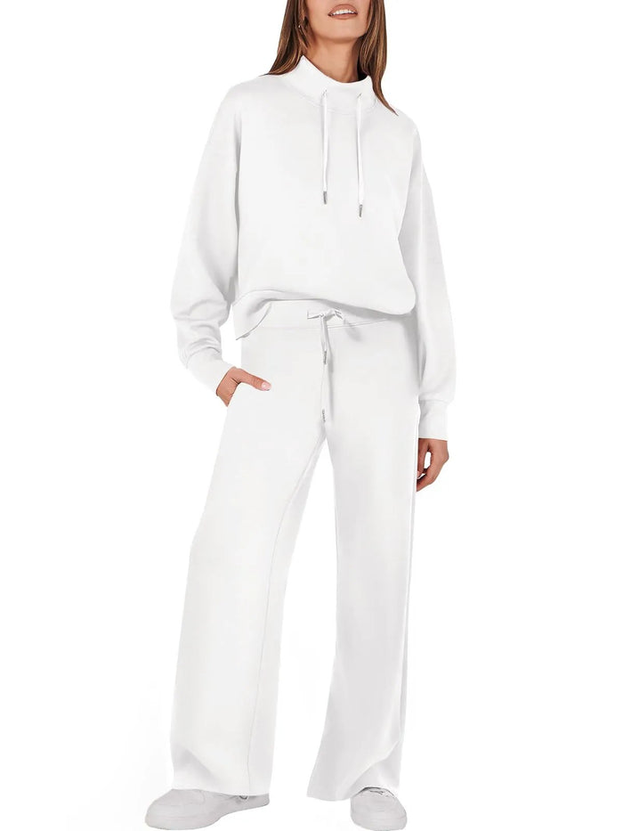 Women's Two-Piece Tracksuit Hoodie Wide-Leg Trousers Set