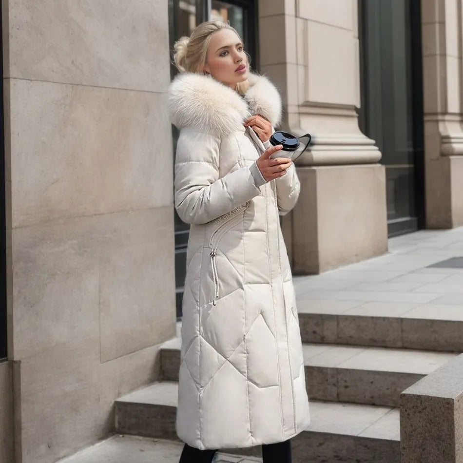Long padded jacket with hood