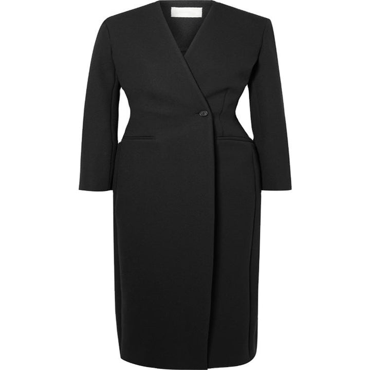 Women Maxi long minimalist tailoring coat with open front