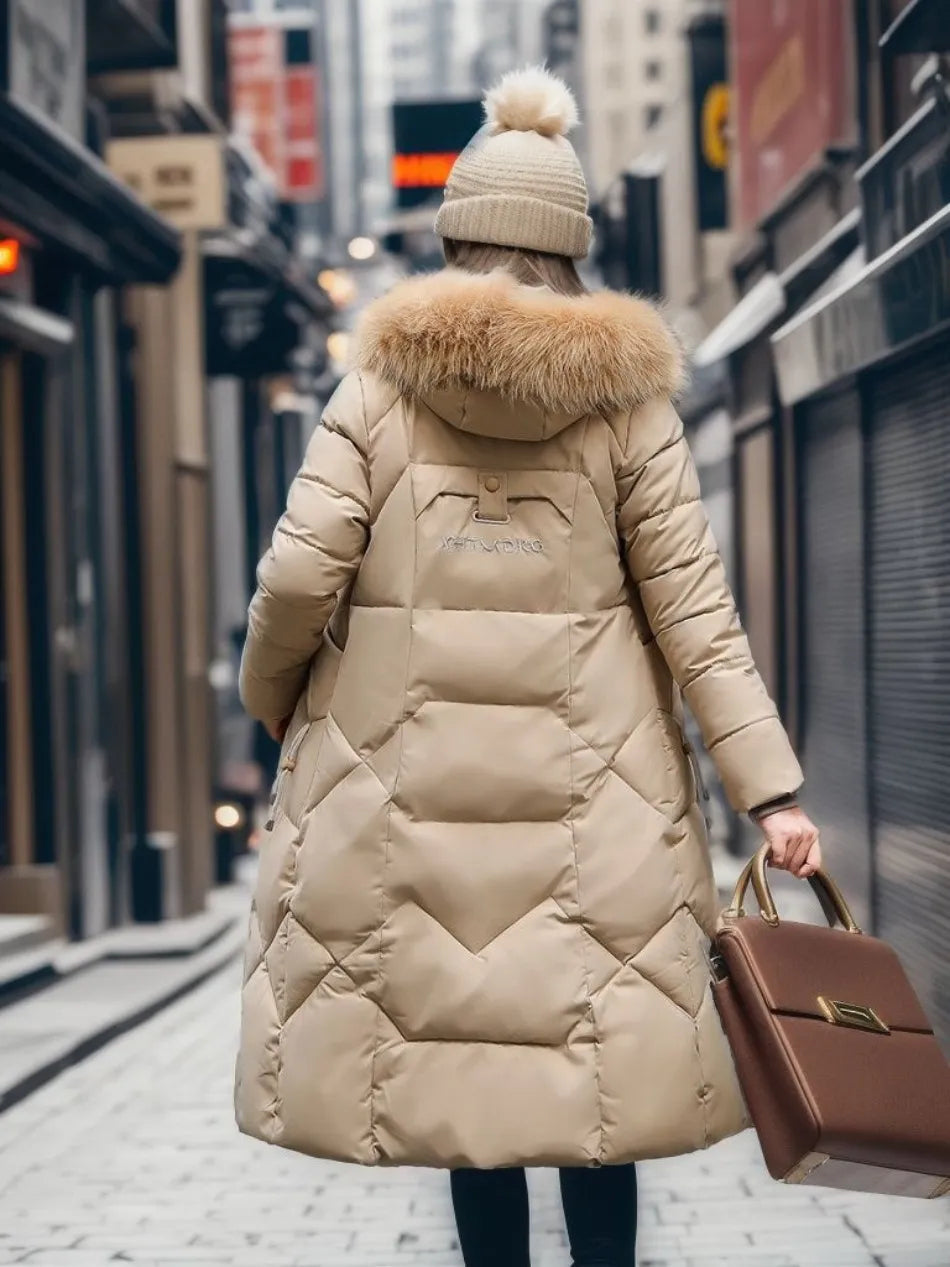 Long padded jacket with hood
