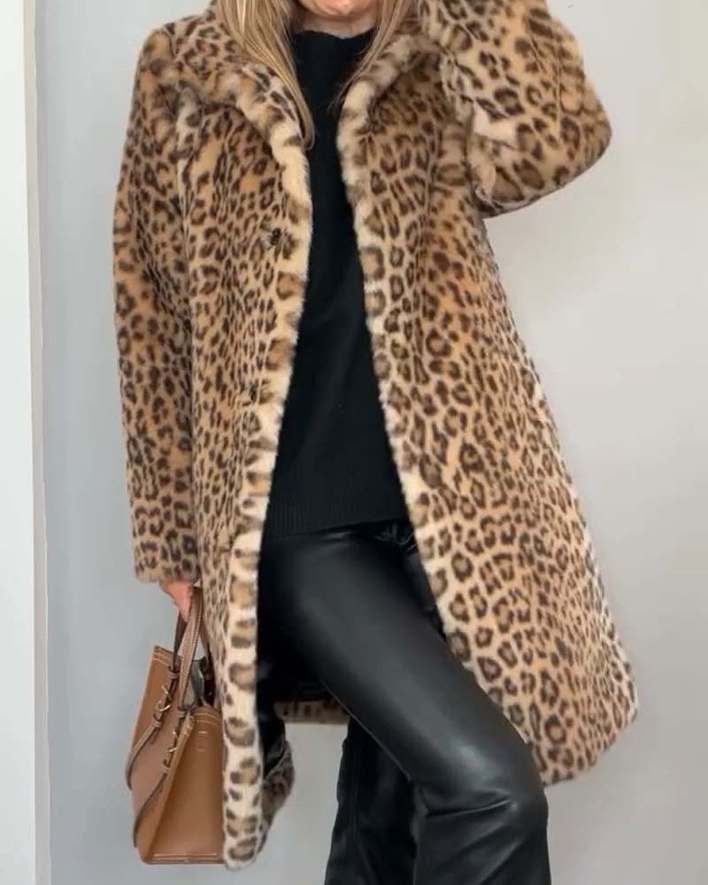 Leopard long soft jacket