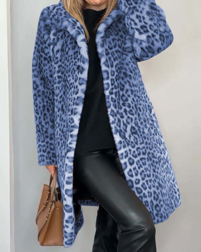 Leopard long soft jacket