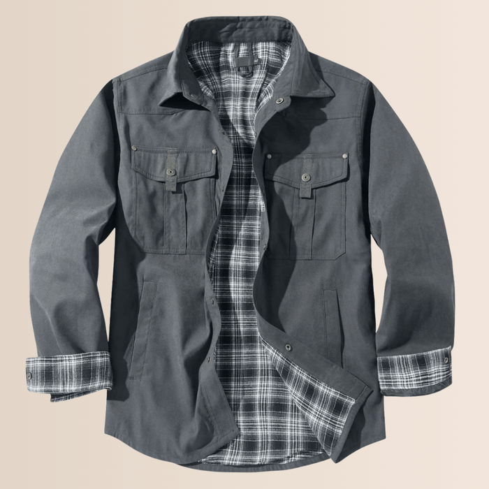 Men's Utility Shirt Jacket with Snap-Flap Pockets