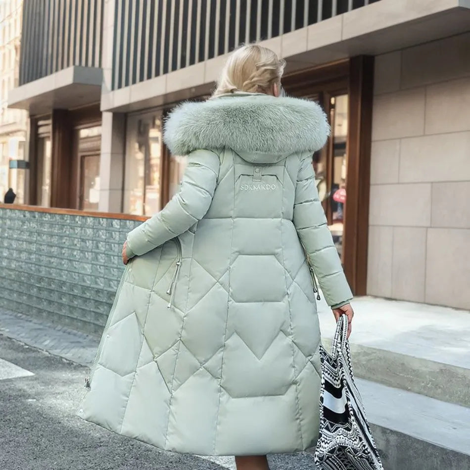 Long padded jacket with hood