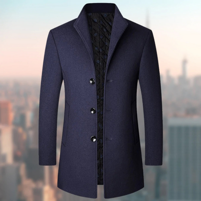 Men's Single-Breasted Notch Collar Trench Coat