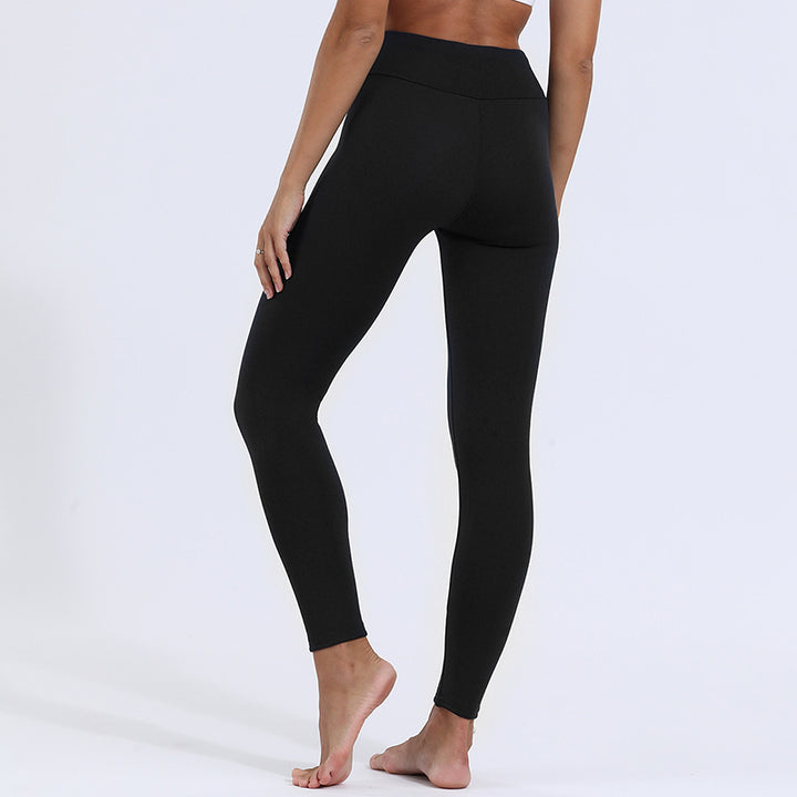 Fleece-lined black thermal leggings