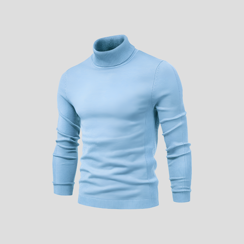 Men's Ribbed Turtleneck Jumper for Everyday Wear