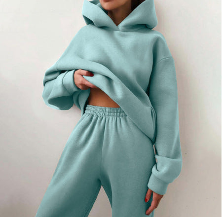 Woman in a hoodie and joggers tracksuit