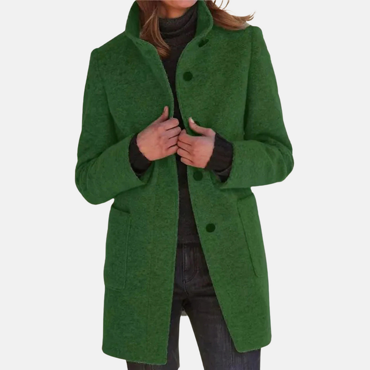 Women's Button-Front Coat with Notch Collar