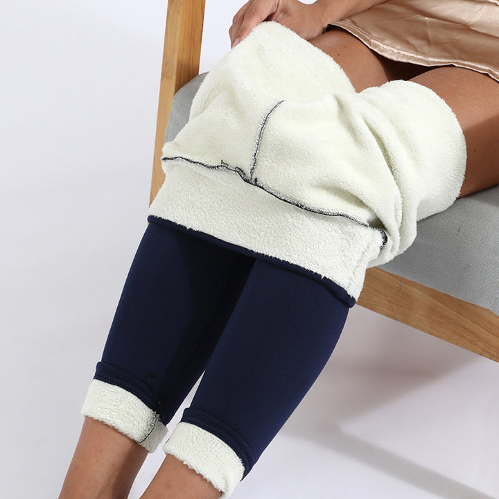 Fleece-lined black thermal leggings