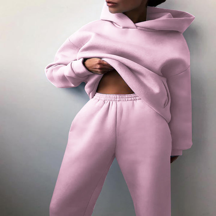 Woman in a hoodie and joggers tracksuit