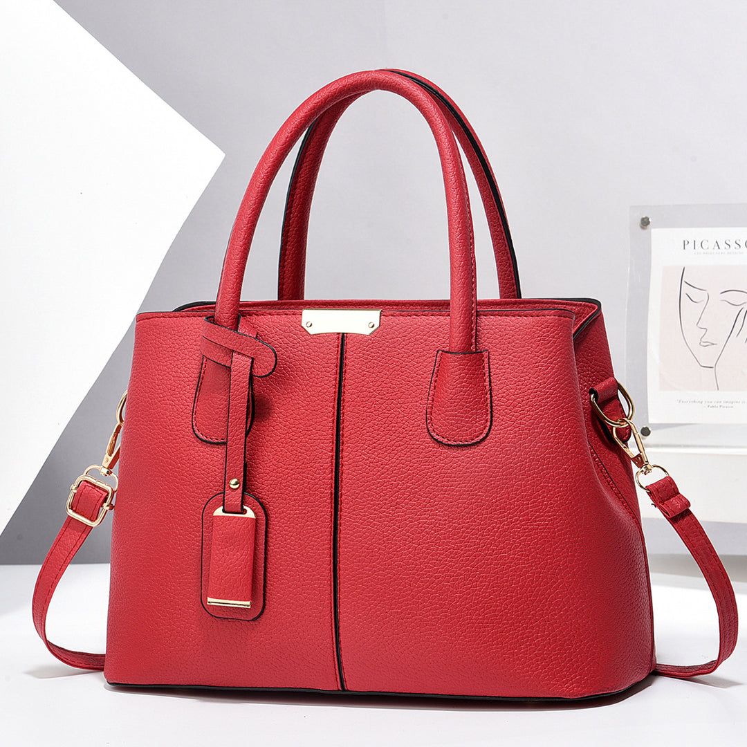 Structured faux leather tote handbag