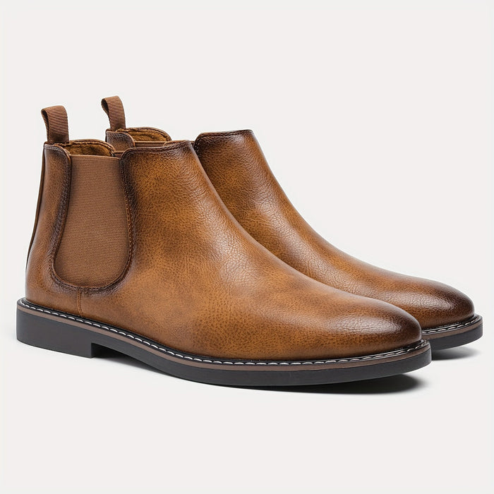 Men's Leather Chelsea Boots with Elastic Gussets