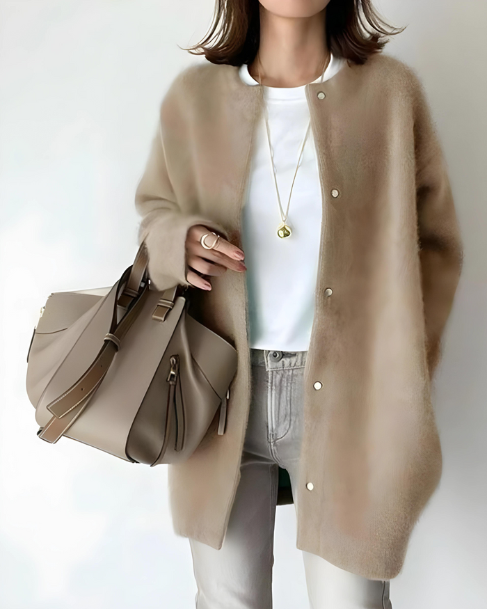 Women's Knit Cardigan with Snap Buttons for Casual Wear