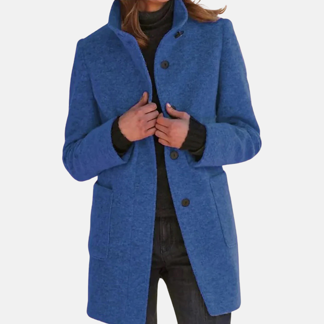 Women's Button-Front Coat with Notch Collar