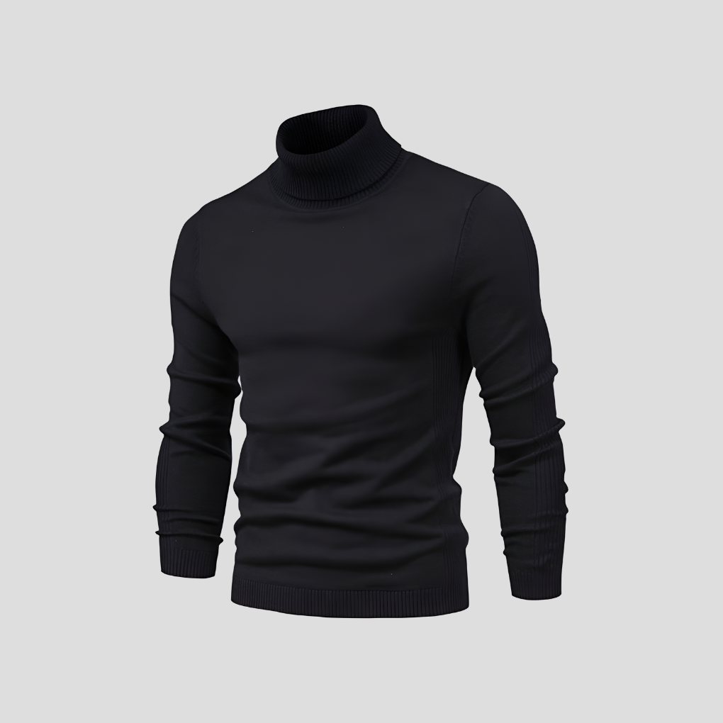 Men's Ribbed Turtleneck Jumper for Everyday Wear