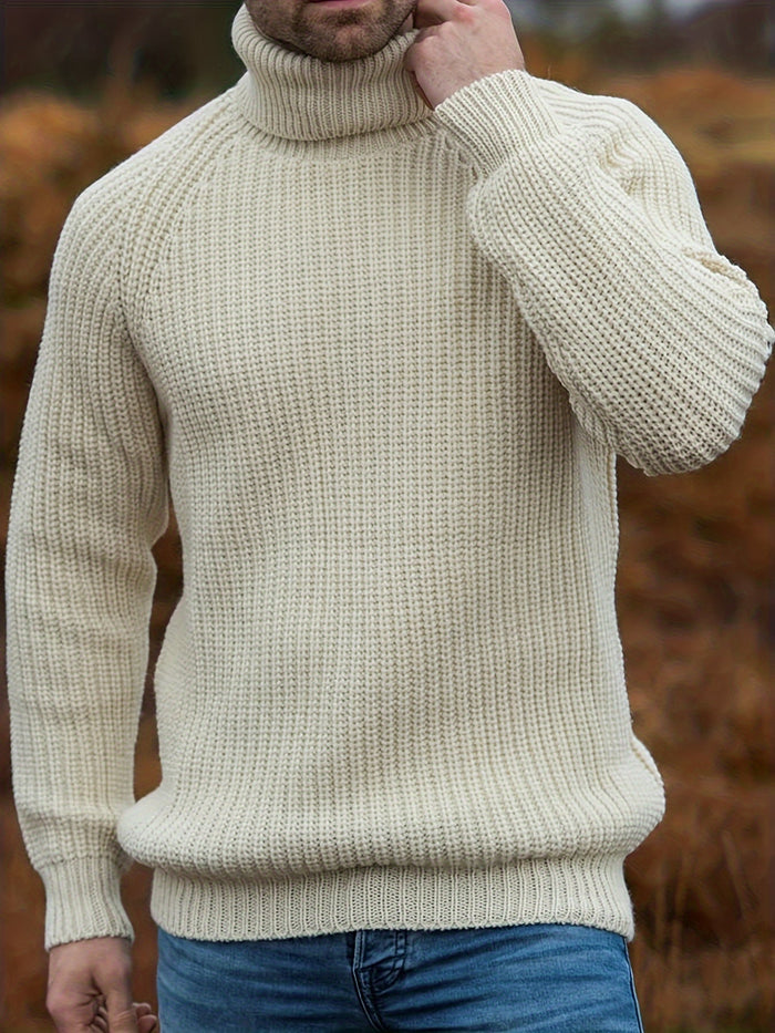 Men's Chunky Knit Rollneck Jumper for Winter