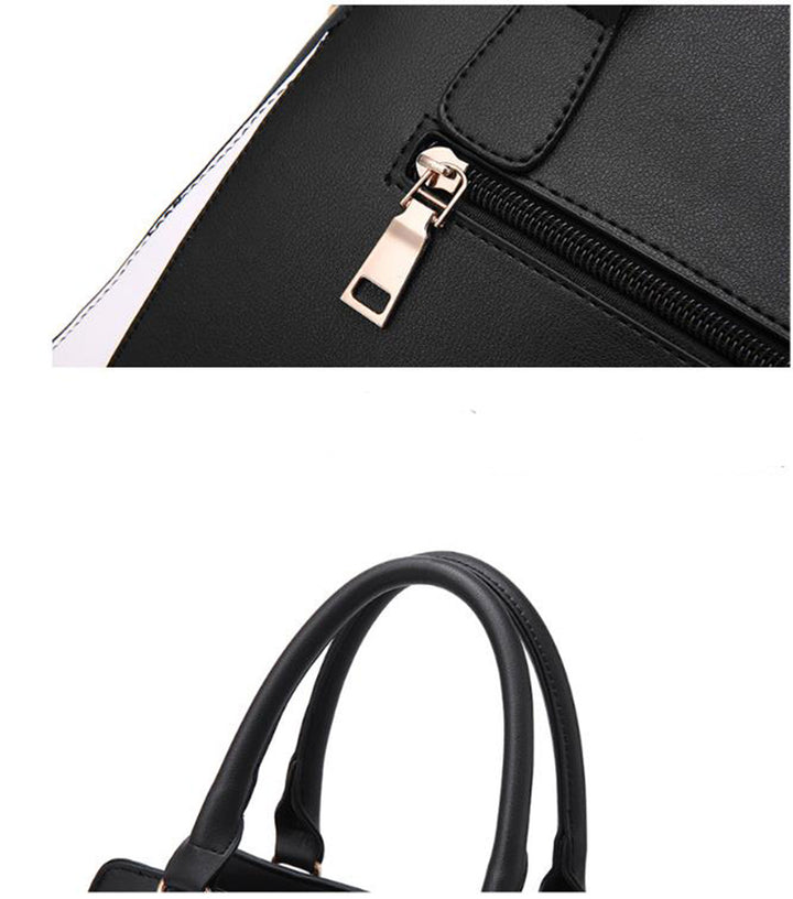 Two-tone handbag with pompom charm