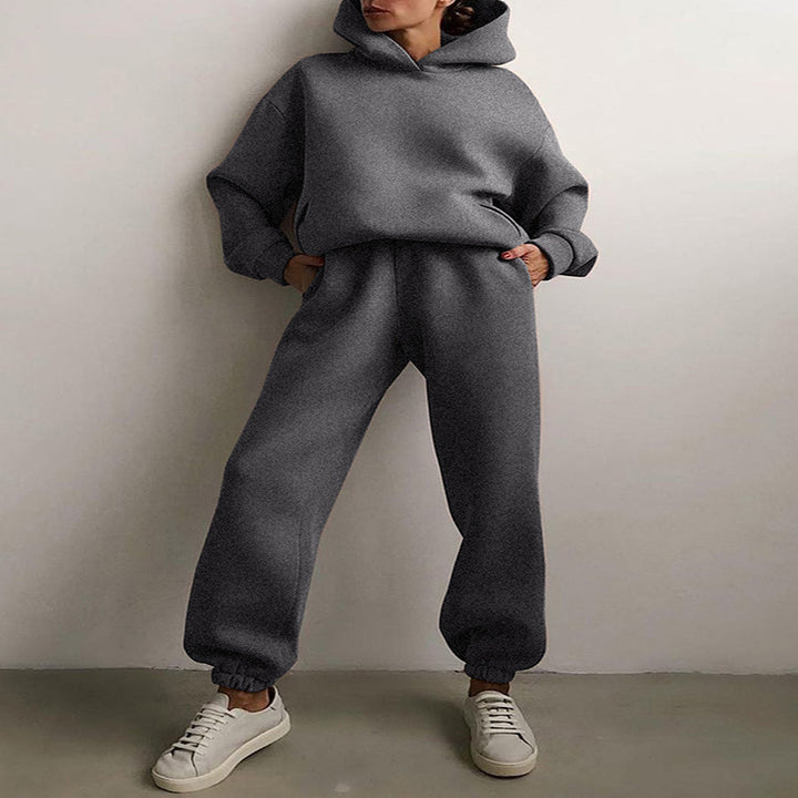 Woman in a hoodie and joggers tracksuit