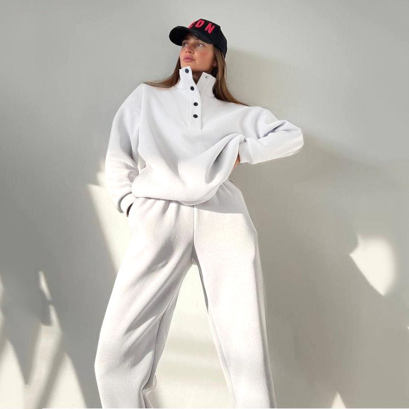 Woman in oversized fleece lounge set