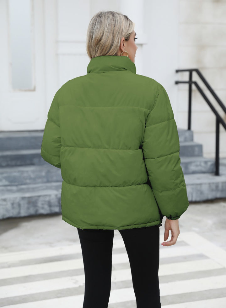 Woman wearing a padded puffer jacket