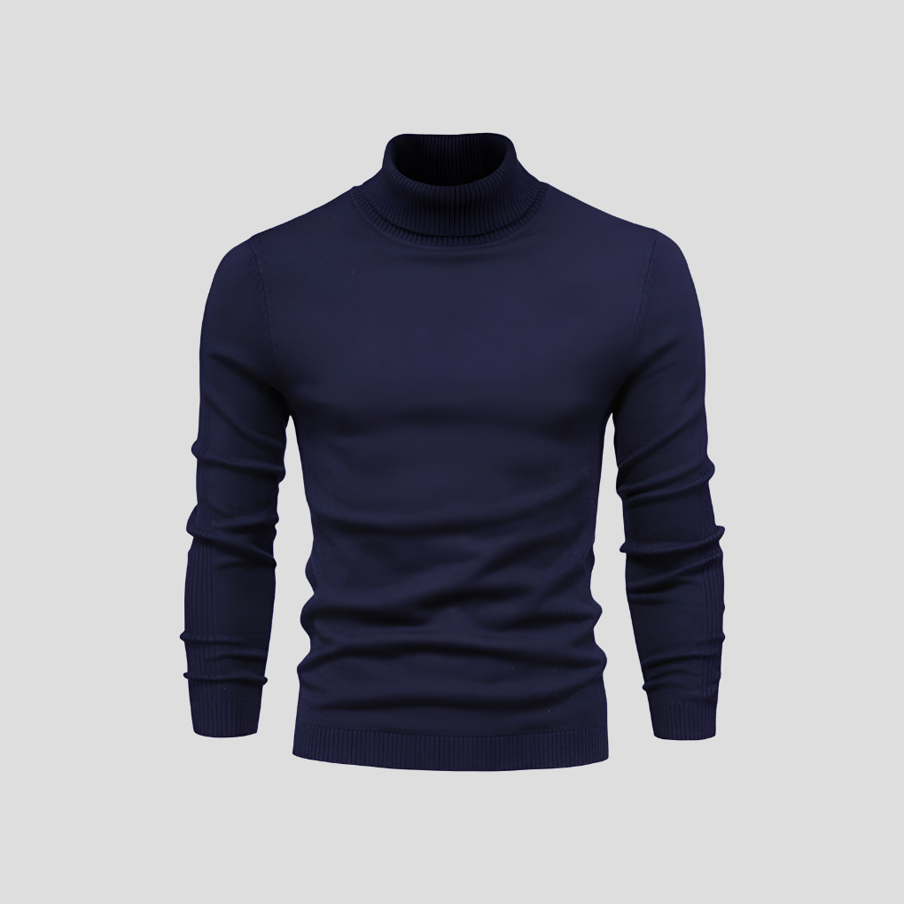 Men's Ribbed Turtleneck Jumper for Everyday Wear