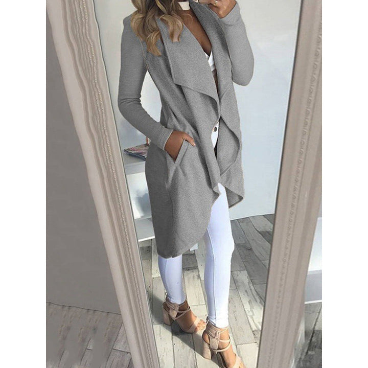 | Solid Colour Revers Slim Long Windbreaker Jacket