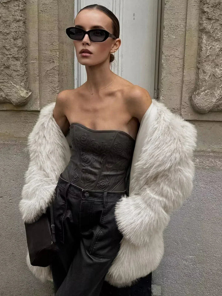Long Fur coat with faux Fur