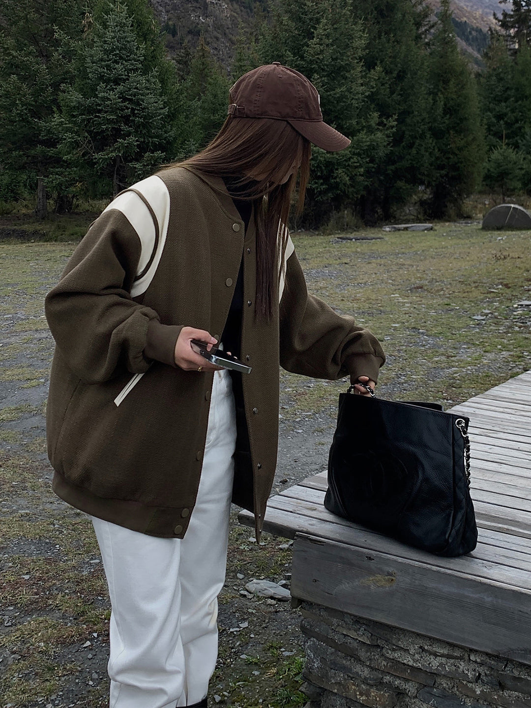 Collar contrast Trim pocket jacket