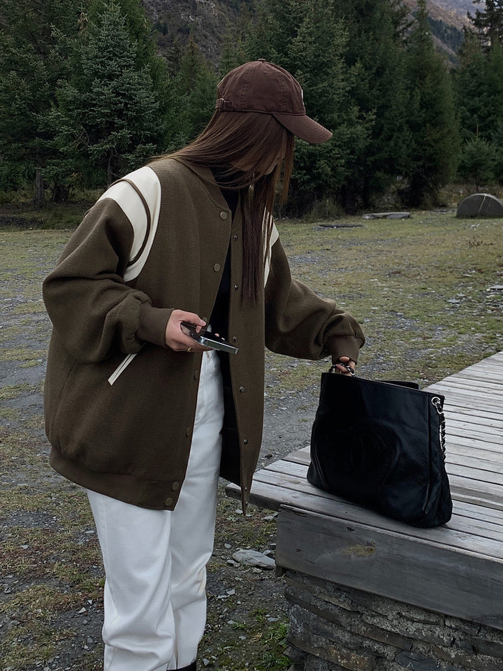 Collar contrast Trim pocket jacket