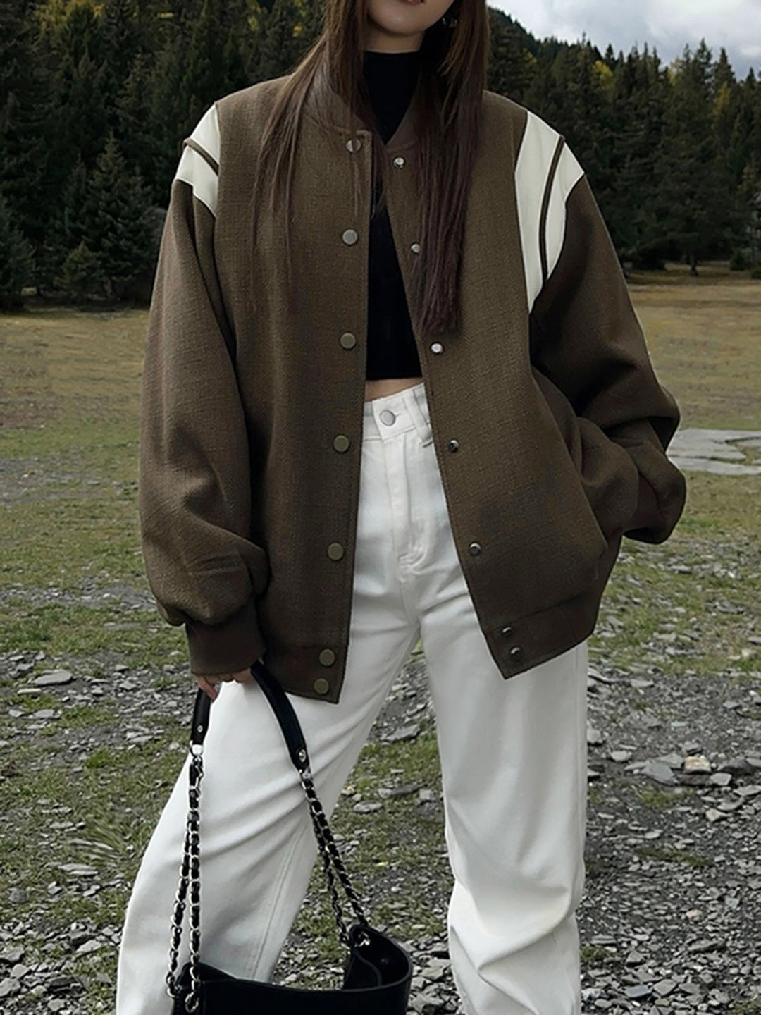 Collar contrast Trim pocket jacket