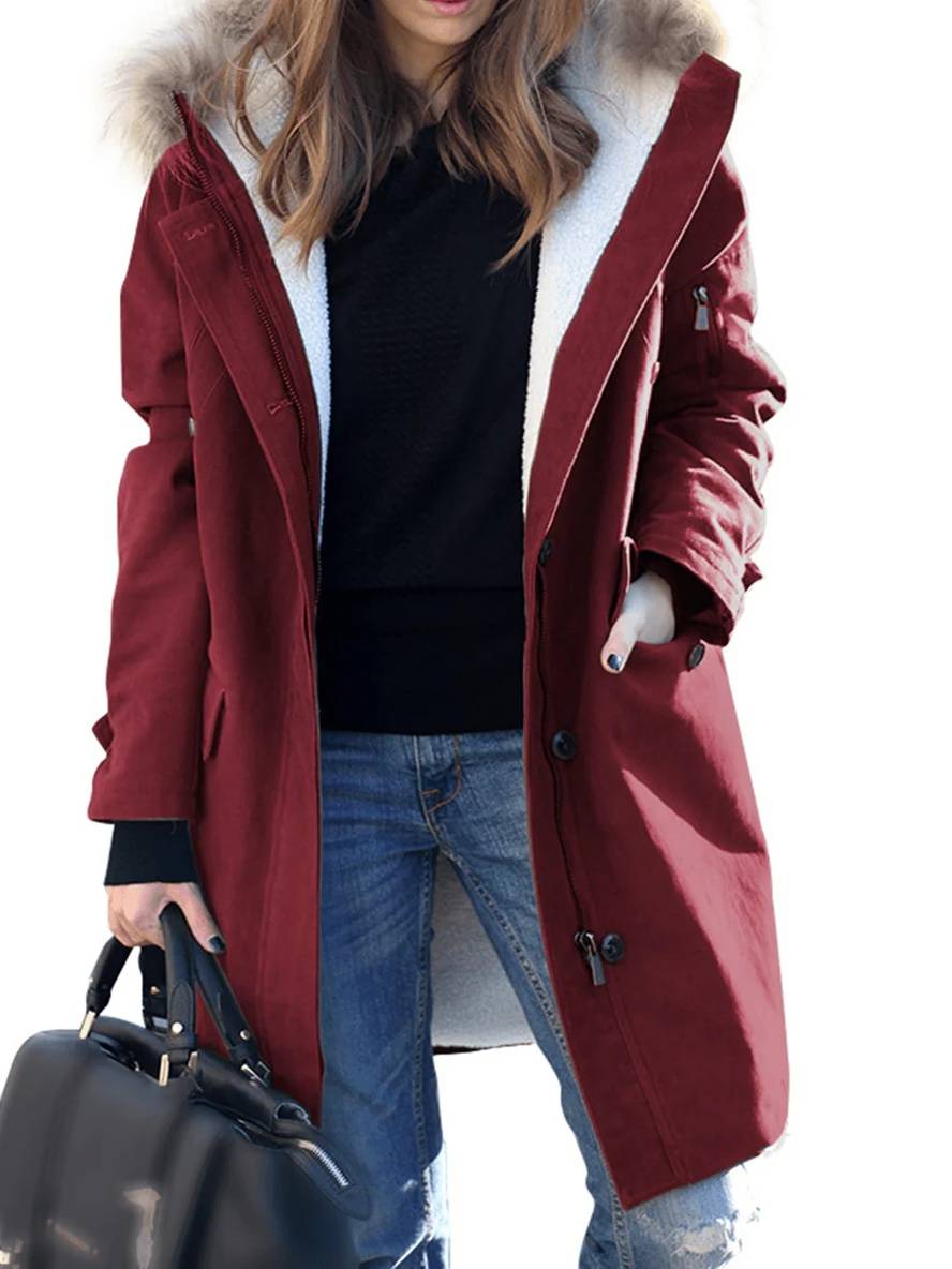 parka jacket Mid Length jacket winter with hood and faux Fur
