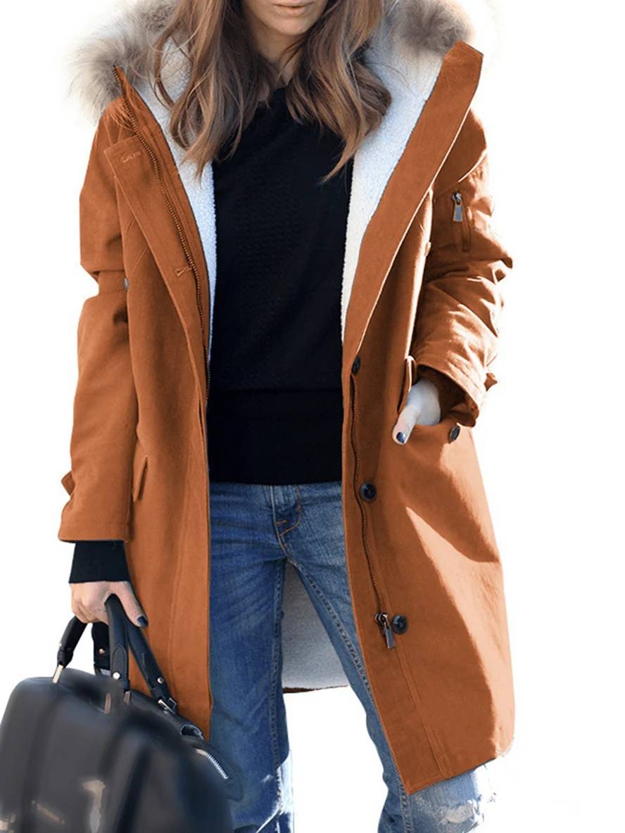 parka jacket Mid Length jacket winter with hood and faux Fur