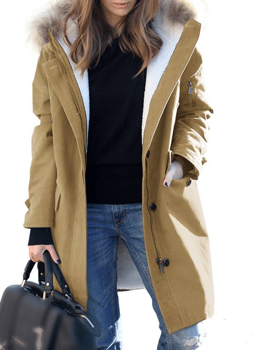 parka jacket Mid Length jacket winter with hood and faux Fur