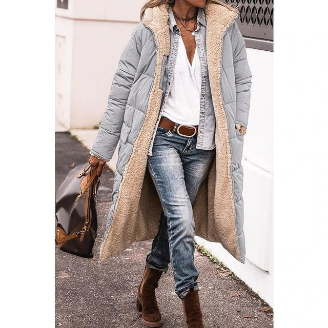 | Reversible Long Sherpa Puffer Jacket (with Hood)