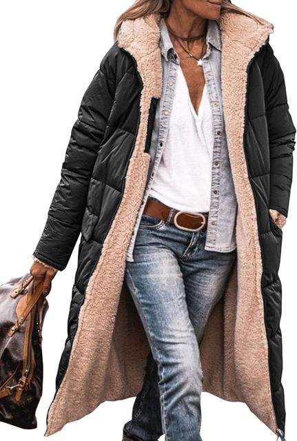 | Reversible Long Sherpa Puffer Jacket (with Hood)