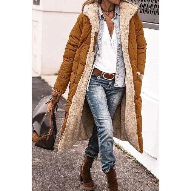 | Reversible Long Sherpa Puffer Jacket (with Hood)
