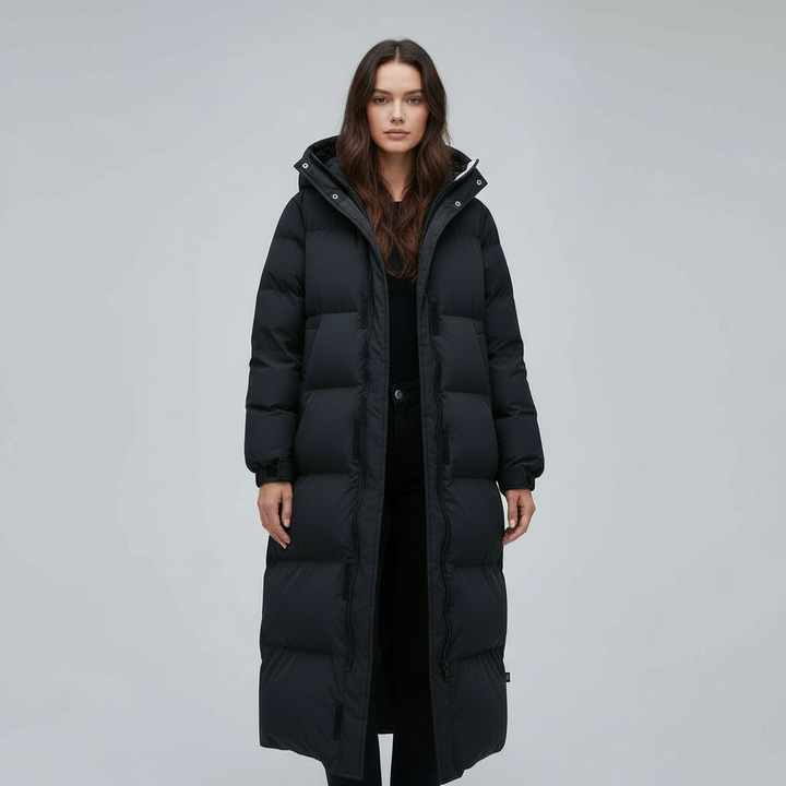 Windproof long jacket winter women