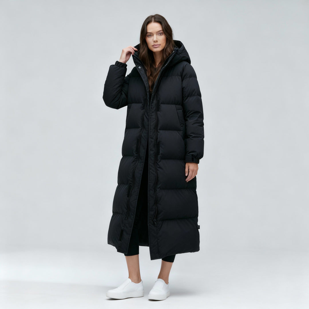 Windproof long jacket winter women