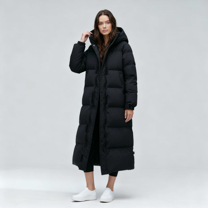 Windproof long jacket winter women
