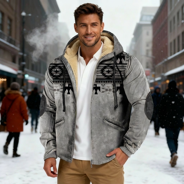 hooded jacket with Native print