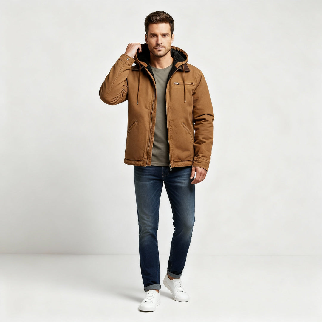functional water-resistant outdoor winter parka jacket with hood polyester