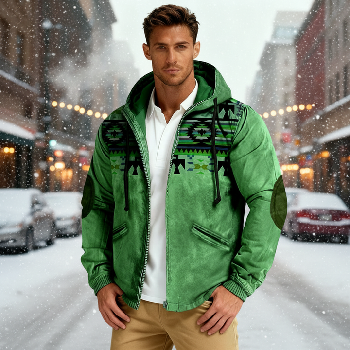 hooded jacket with Native print